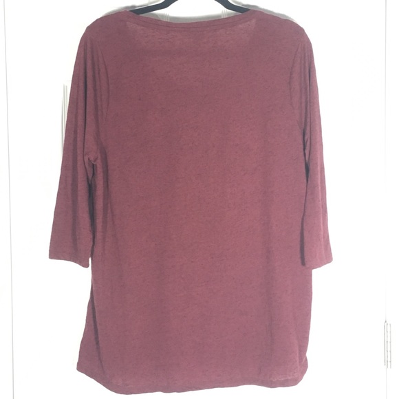 EUC Lucky Brand Burgundy 3/4 Sleeve Length Top - Picture 4 of 7